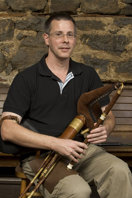 Terry Hartzell with uilleann pipe